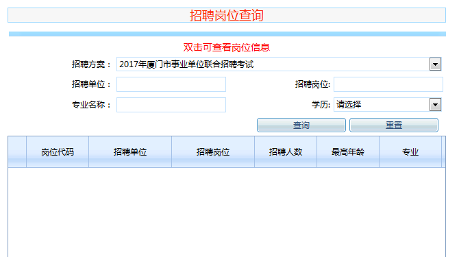 2017厦门事业单位招聘考试报名时间 2017厦门事业单位招聘岗位查询入口