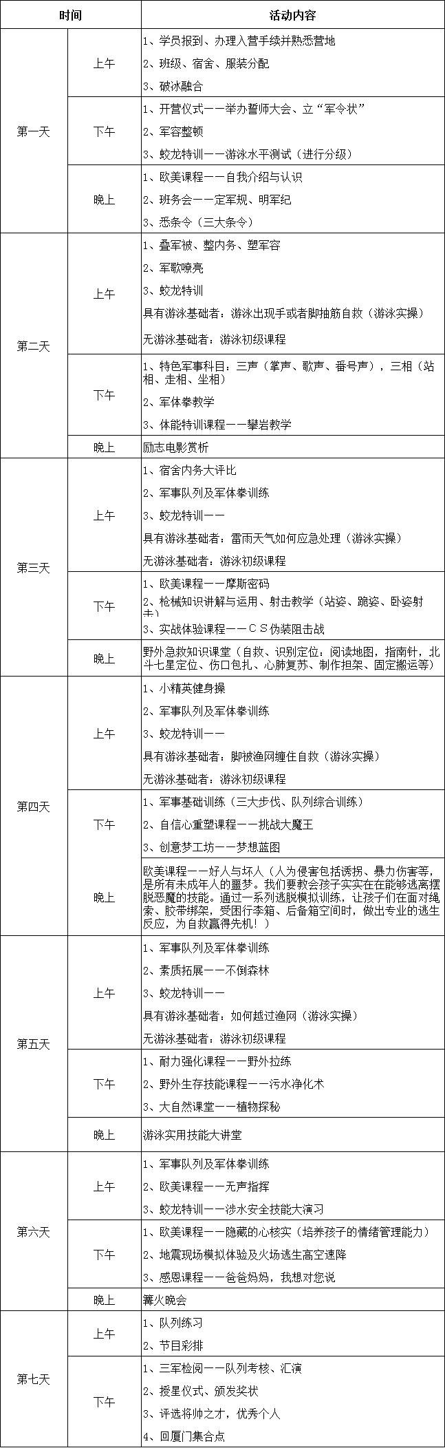 厦门夏令营活动都有哪些 夏令营活动怎么收费
