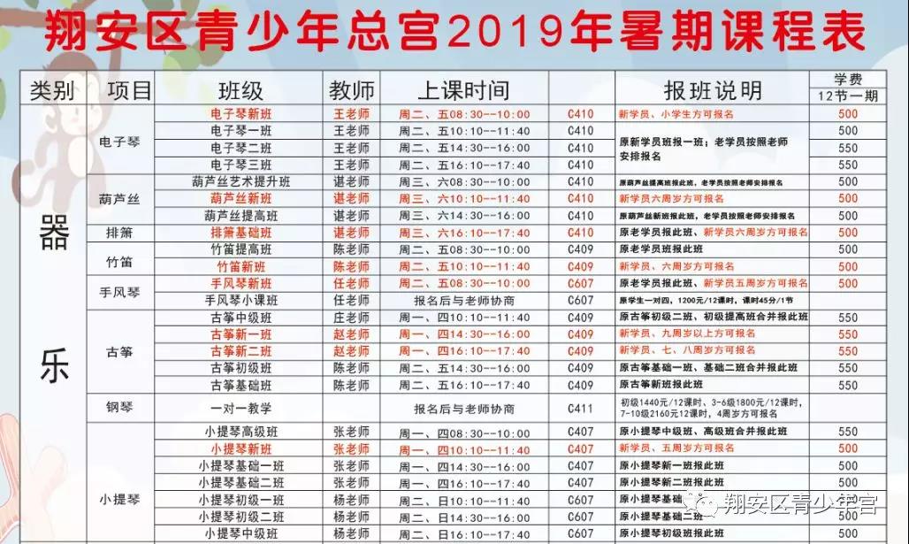 2018厦门翔安区青少年宫暑期培训招生简章