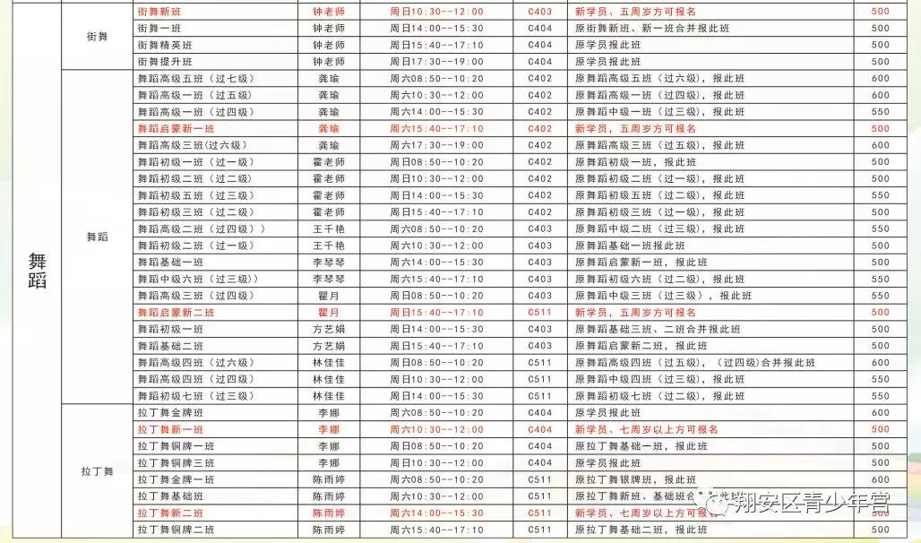 2019厦门翔安区青少年宫秋季培训招生简章