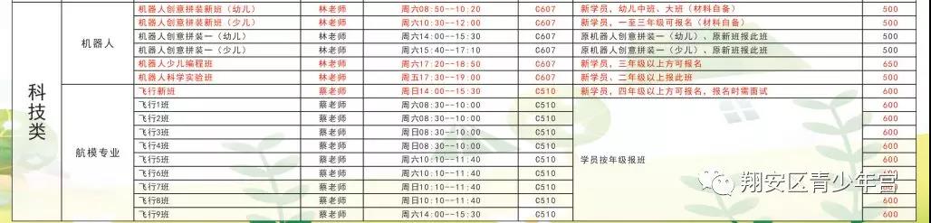 2019厦门翔安区青少年宫秋季培训招生简章