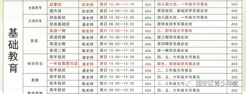 2019厦门翔安区青少年宫秋季培训招生简章